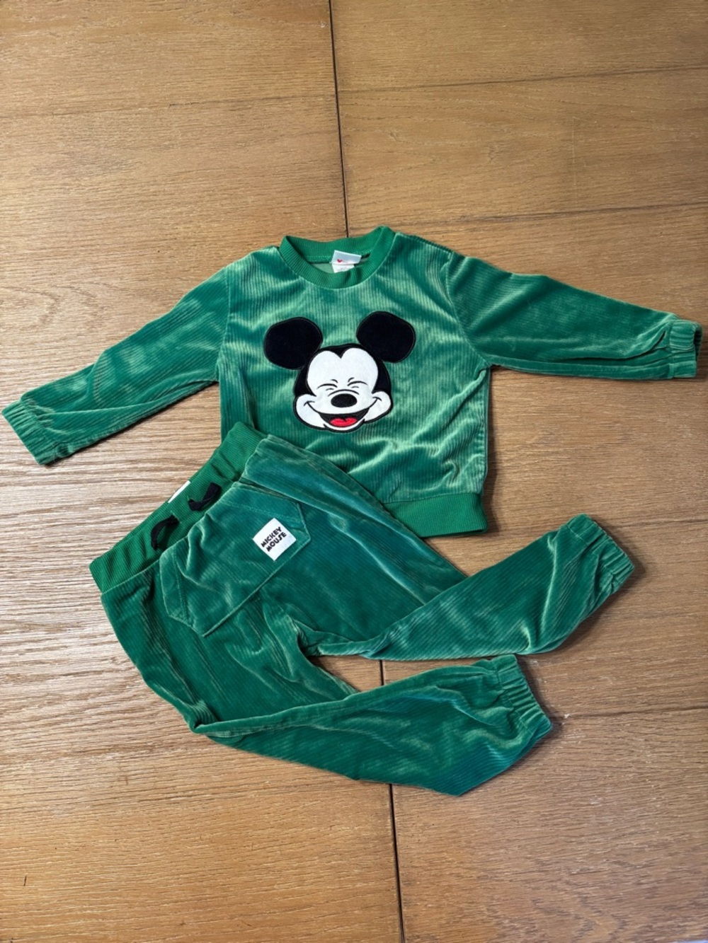 Disney Green Mickey Mouse Velour Pajama Set